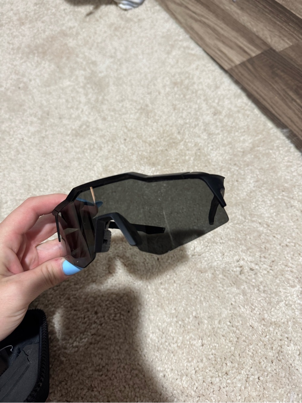 Black Men’s Shield Sunglasses - Unbranded